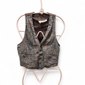 green paisley button up vest Size L by Cristina (L2) 19" ptp